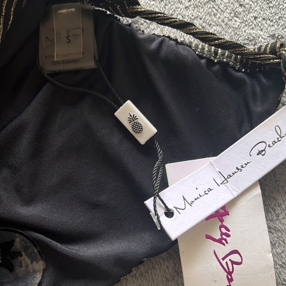 NWT 👙MONICA HANSEN GOLD STRIPE TIE SIDE BIKINI BOTTOM👙 - Picture 5 of 6